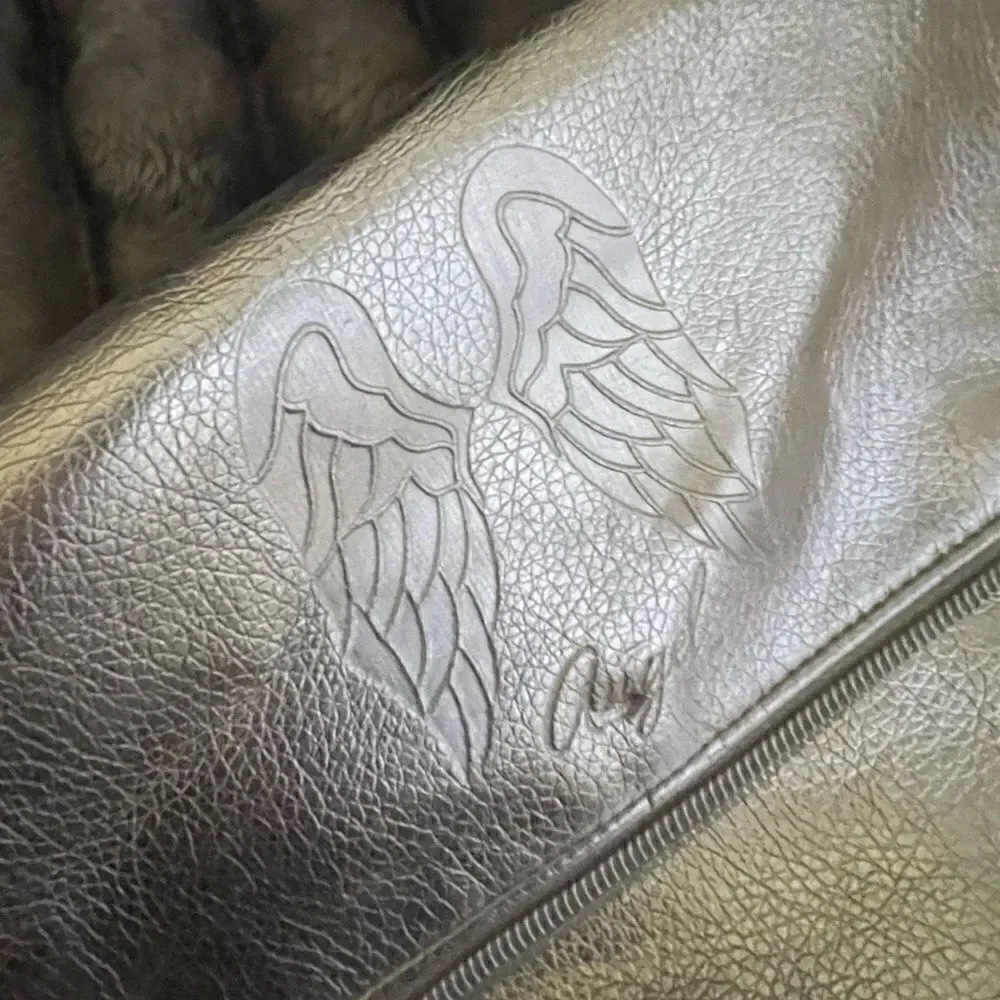 Victorias secret (victoria’s secret,VS) silver foil w/ signature stripe bag